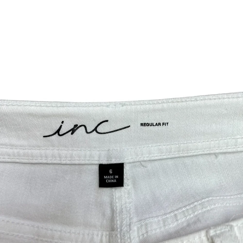 INC International Concepts Women’s White Mid-Rise Denim Bermuda Shorts - Picture 5 of 11